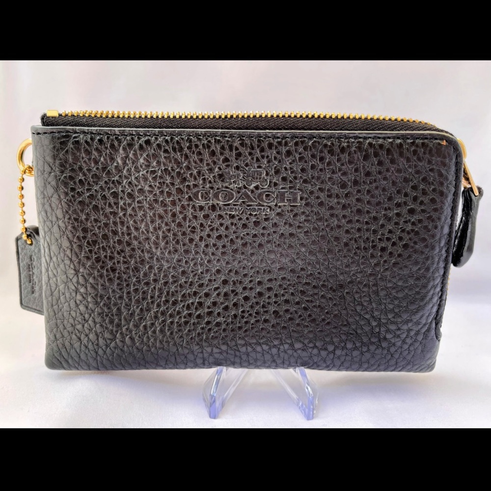 Coach Pebbled Leather Double Corner Zip Wristlet Style No 6649
